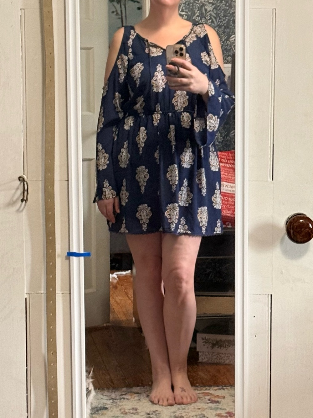 ⭐ Target Brand Navy Floral Cut‑Out Shoulder Dress in Size XL ⭐